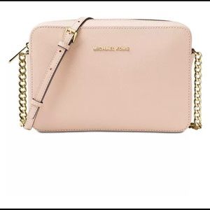 Michael Kors Purse LG EW Crossbody Leather Soft Pink Jet Set Bag